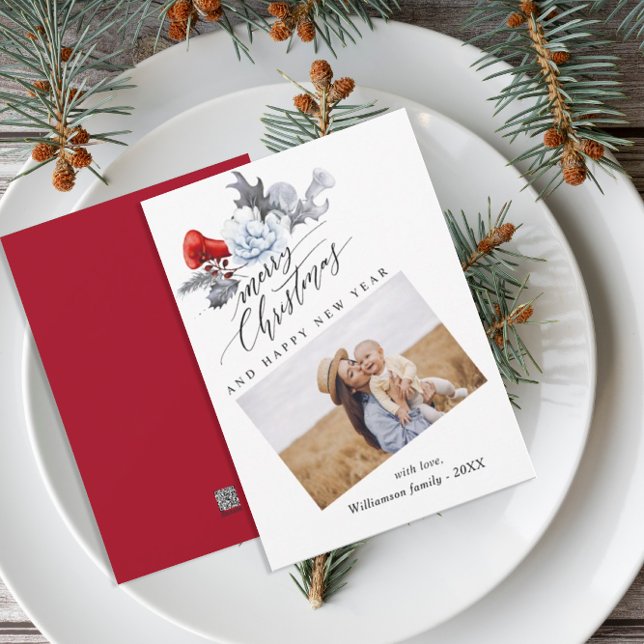 Carte de vœux de Noël à l'aquarelle botanique  (Créateur téléchargé)