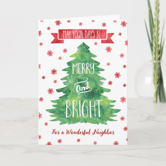 Carte de vœux de Noël à l'aquarelle pour voisin (Devant)