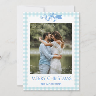 Carte de vœux de Noël à photo de couple à carreaux