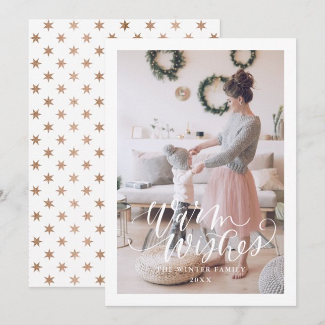 Carte de vœux de Noël à plat avec des vœux chaleur (Devant / Derrière)