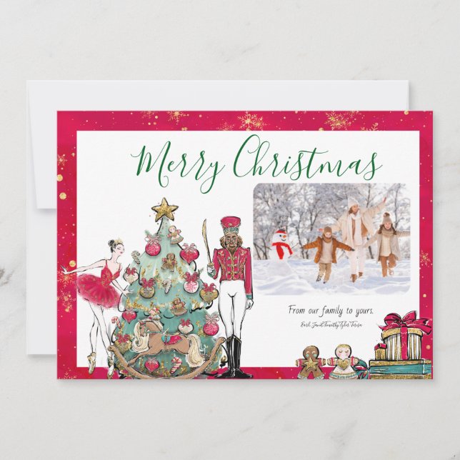 Carte de vœux de Noël à plat de ballet Casse-Noise (Devant)