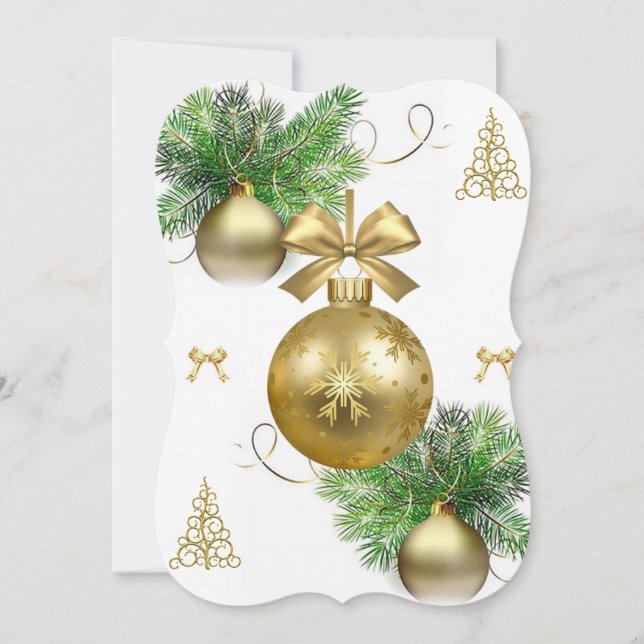 Carte de voeux de Noël Appartement, Boules d'or (Devant)