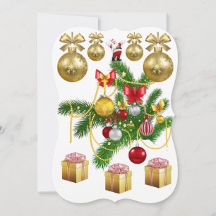 Carte de voeux de Noël Appartement, Boules d'or