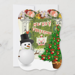 Carte de voeux de Noël Appartement, Snowman