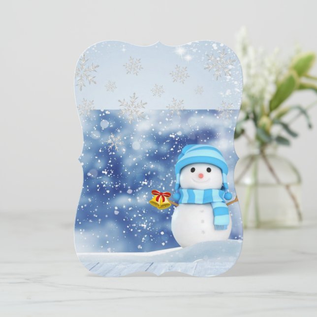 Carte de voeux de Noël Appartement, Snowman (Debout devant)