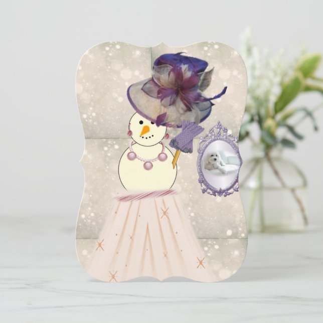 Carte de voeux de Noël Appartement, Snowman (Debout devant)