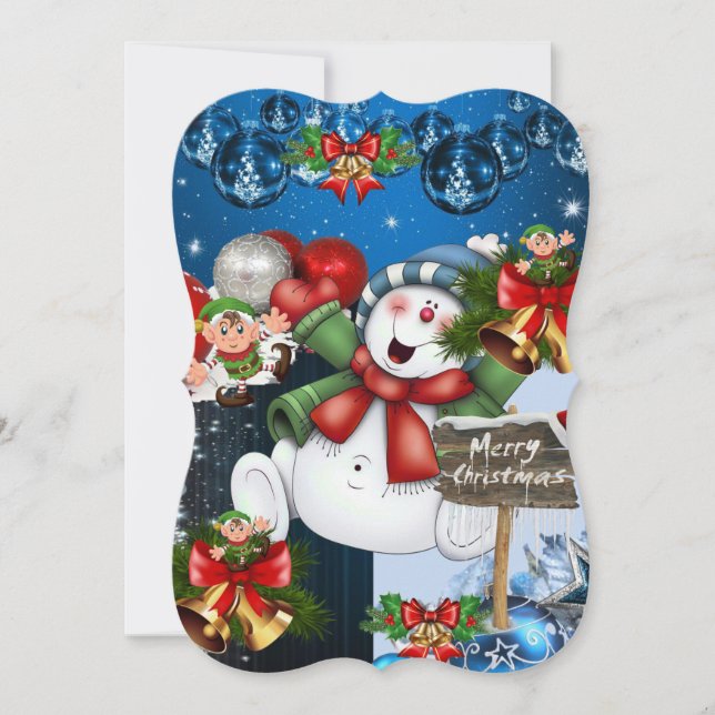 Carte de voeux de Noël Appartement, Snowman (Devant)