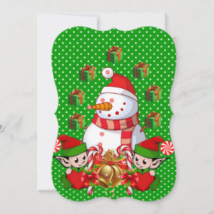 Carte de voeux de Noël Appartement, Snowman Elf