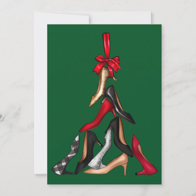 Carte de voeux de Noël Arbre de Noël haute talons (Devant)