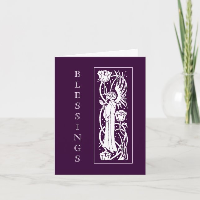 Carte de vœux de Noël Art nouveau d'ange de Beards (Devant)