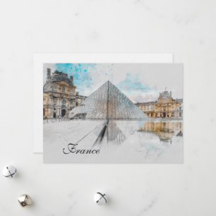 Carte de vœux de Noël au Louvre aquarelle – Élégan
