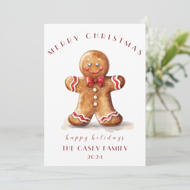 Carte de vœux de Noël au pain d'épices (Debout devant)