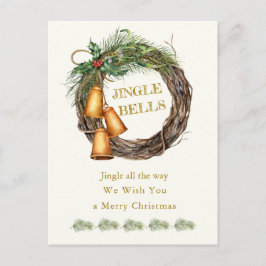 Carte de vœux de Noël au pin houx Jingle Bells