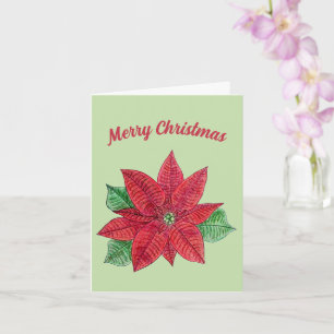 Carte de vœux de Noël au poinsettia - Menthe