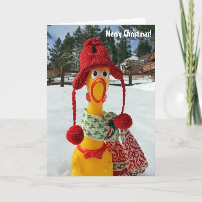 Carte de voeux de Noël au poulet Joyeux ! (Devant)