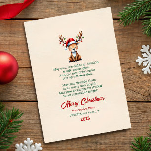 Carte de vœux de Noël au renne à l'aquarelle