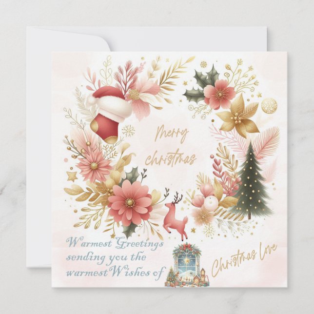 Carte de vœux de Noël avec amour et meilleurs vœux (Devant)