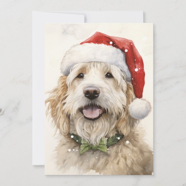 Carte de vœux de Noël avec chien et Père Noël (Devant)