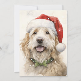 Carte de vœux de Noël avec chien et Père Noël