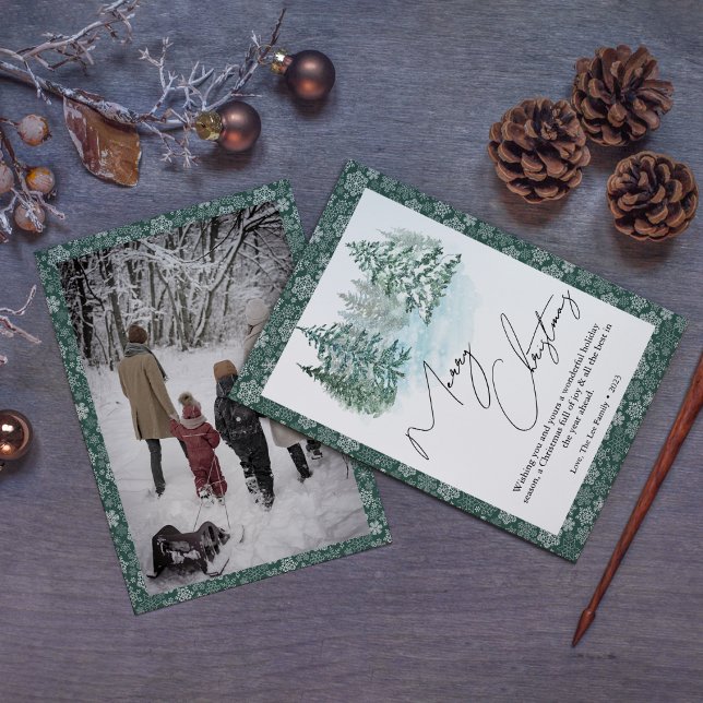 Carte de vœux de Noël avec de beaux pins de Noël (Créateur téléchargé)