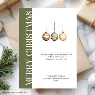 Carte de vœux de Noël avec des boules élégantes et