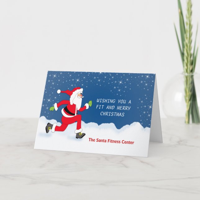 Carte de voeux de Noël avec Jogging Père Noël Snow (Devant)