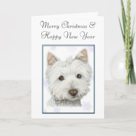 Carte de voeux de Noël, avec mignon chien Westie