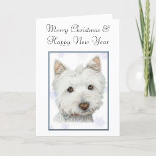 Carte de voeux de Noël, avec mignon chien Westie