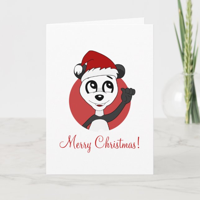 Carte de voeux de Noël avec ours en panda (Devant)