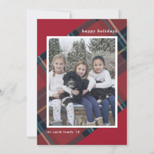 Carte de vœux de Noël avec photo à carreaux rouges