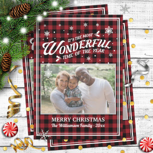 Carte de vœux de Noël avec photo de famille à carr