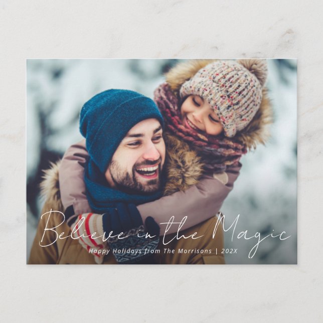 carte de vœux de Noël avec photo de script mince (Devant)