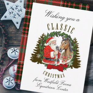 Carte de vœux de Noël avec Santa et cheval