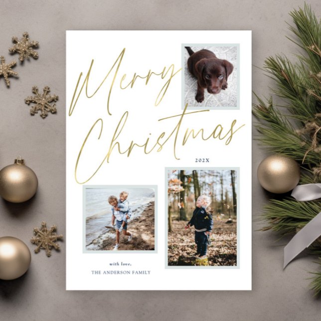 Carte de vœux de Noël avec script doré 3 Photo (Créateur téléchargé)