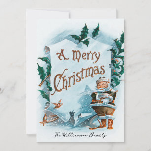 Carte de vœux de Noël avec souhaits de Père Noël V