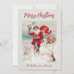 Carte de vœux de Noël avec souhaits de Père Noël v