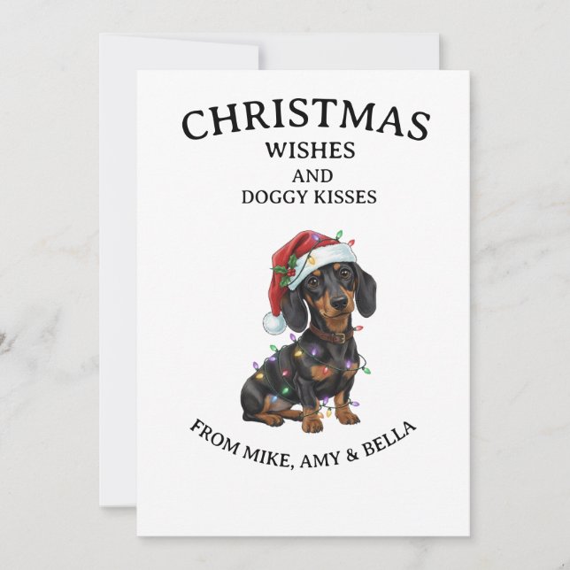 Carte de vœux de Noël avec un mignon chien teckel (Devant)