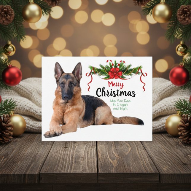 Carte de voeux de Noël berger allemand (Christmas German Shepherd Greeting Card)