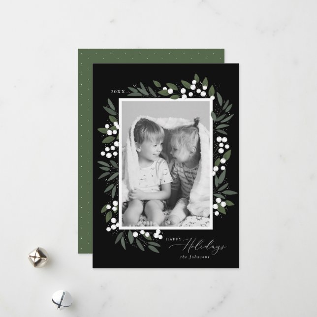 Carte de vœux de Noël Berries (Devant/Arrière en situation)