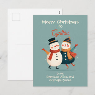 Carte de vœux de Noël Bonhomme de neige Petit-enfa
