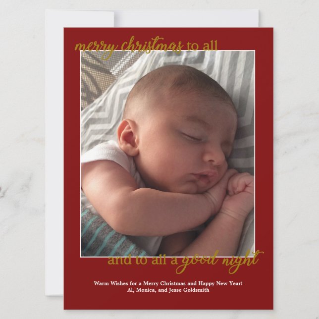 Carte de vœux de Noël « Bonne nuit à tous », verti (Devant)