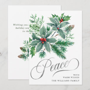 Carte de vœux de Noël Branche de houx à baies