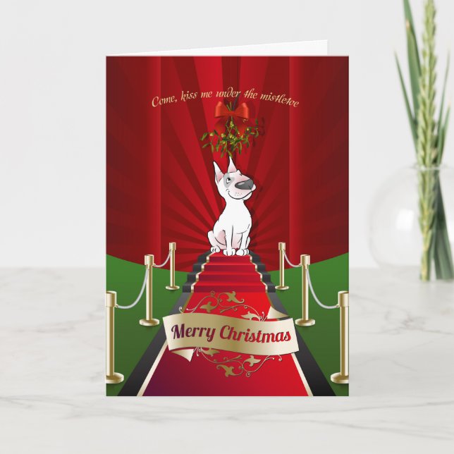 Carte de voeux de Noël Bull Terrier Cartoon (Devant)