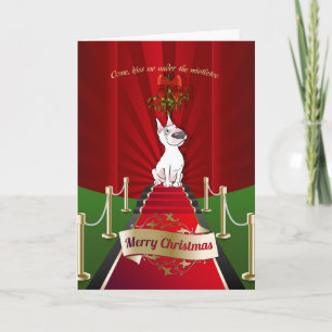 Carte de voeux de Noël Bull Terrier Cartoon