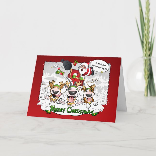 Carte de voeux de Noël Bull Terrier Cartoon (Devant)
