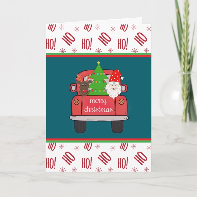 Carte de vœux de Noël camionnette rouge de ferme v (Devant)
