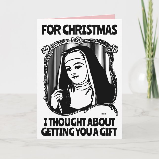 CARTE DE VŒUX DE NOËL CATHOLIQUE RELIGIEUSE DRÔLE (Devant)