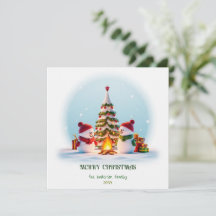 Carte de vœux de Noël chaleureuse, Bonhomme de nei