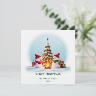 Carte de vœux de Noël chaleureuse, Bonhomme de nei