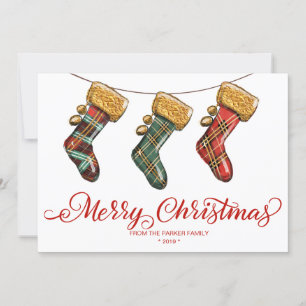 Carte de vœux de Noël Chaussette de Noël